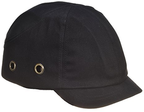 Industrial Safety Baseball Style Ventilated Bump Cap Hat, Short Peak (Black)