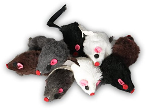 EBI Echtfell-Spielzeugmaus, ideale Beschäftigung für Katzen, Fellmäuse im Set, je 5 cm (9 St. mit Rassel)