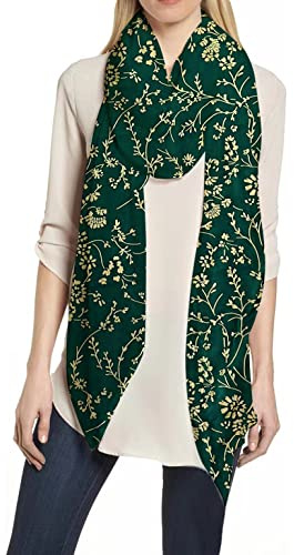 Lina & Lily Hijab Châle Écharpe Foulard Femme Fleur (Vert Forêt)