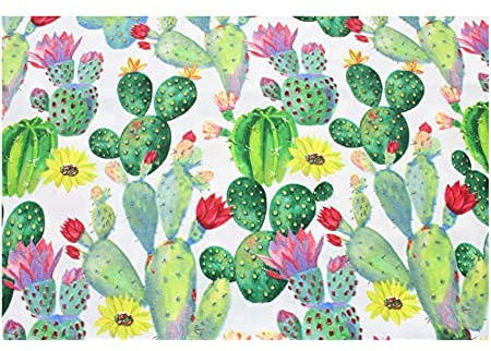 Russo Tessuti Tessuto Cotone Stampato Cactus Piante Grasse Grande Verde Urban Jungle 270x280cm