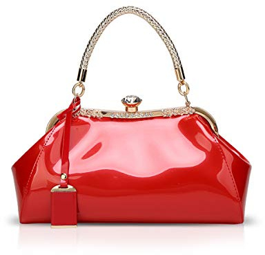 NICOLE & DORIS Handtaschen für Damen Lackleder Handtaschen Abendtasche für Party Hochzeit Schultertasche