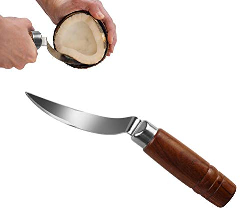 Kylewo Kokosnuss Öffner Messer, Shellöffner Edelstahl Frucht Gemüse Fleisch Auszieher Küchen Werkzeug Versorgungsmaterialien - mit Holzgriff, rutschfest