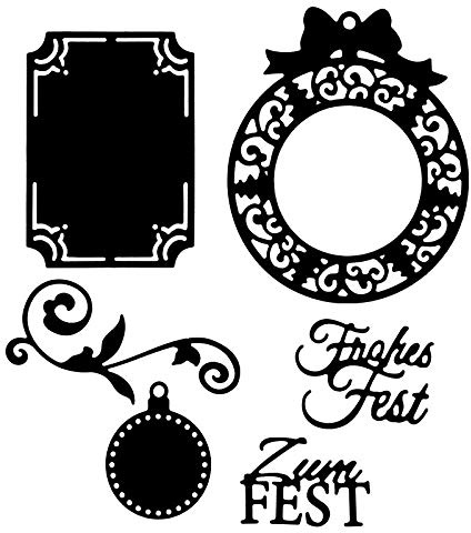 Ideen mit Herz Stanzschablonen, Zum Fest, 6 Stück, versch. Größen, passend für gängige Stanzmaschinen | Schablone zum Gestalten von Grußkarten, Einlegern, Geschenkanhänger | Weihnachten, Advent