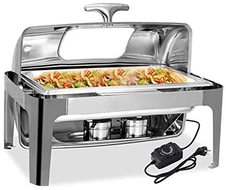 Aprilhp Buffet Warmer and Server, Food Warmers Chafing Dishes with Removable Warming Tray for Parties Buffets, Stainless Steel, Ideal for Entertaining and Large Dinners Double grid