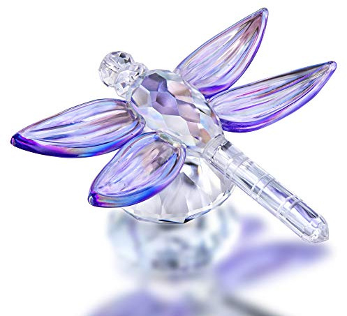 Stehende Kristall Libelle mit Diamant Ornament, Glas Tierfiguren Sammlerstücke, handgefertigte Kristall Figur für Tisch und Bürodekoration
