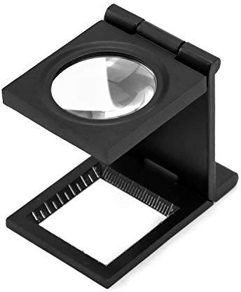 QWORK Mini klapplupe, 10X Bildschirmlupe mit Maßstab, fadenzähler Metall für Löten, Nähen, Lesen, Textile