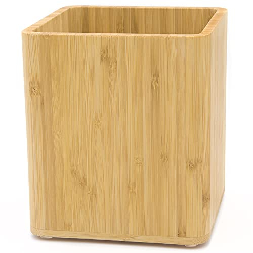 Dehaus® Stylish Bamboo Utensil Holder, Large Wooden Kitchen Utensils Organiser, Wood Cutlery Caddy Holders, Cooking Tools Storage Pot, Eco Friendly Accessories Rack for Pub or Restaurant 16.5cm x 14cm