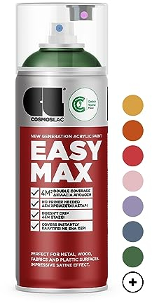 COSMOS LAC Sprühlack matt mit hoher Deckkraft - Spraydosen DIY Lack - Sprühfarbe Acryl Spray - Paint Farbspray Sprühdose Lackspray (RAL 6001 - dunkelgrün,matt)