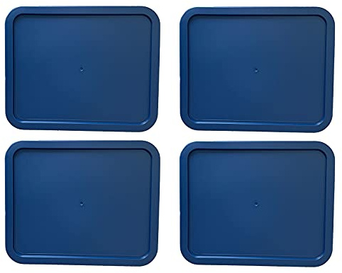 Replacement Lids fits Pyrex 11-Cup Glass Food Storage Container Bowls, (9.75 x 8-Inch) Plastic Rectangle Lids Covers for Pyrex 7212-PC, Airtight & Leakproof (4-Pack, Blue)