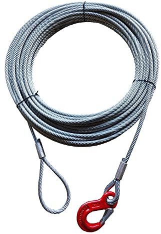 FORANKRA ANSCHLAGSEIL Forstseil 8mm HAKEN - ÖSE Tragfähigkeit: 1000kg NL = 20m, Lasthaken Bauhaken Forstseil Kranseil Hebeseil Drahtseil Stahlseil