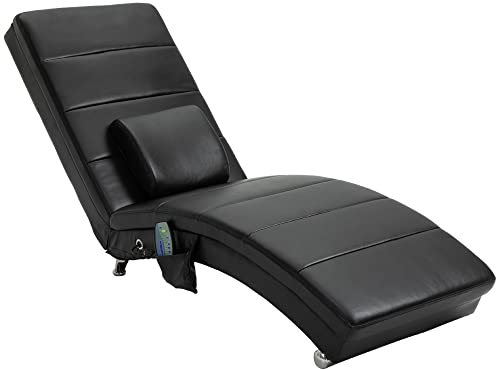 HOMCOM Relaxliege mit Massagefunktion Loungesessel Ergonomisch hohe Rückenlehn, mit Massagefunktion und Kissen mit Zero-G Design Lounge Sessel Kunstleder Metall Schaumstoff Schwarz 58 x 163 x 87 cm