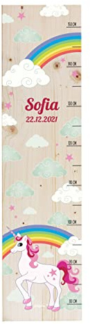 Striefchen® Messlatte für Kinder mit tollen Fantasie-Motiven, Holz, personalisiert Einhorn