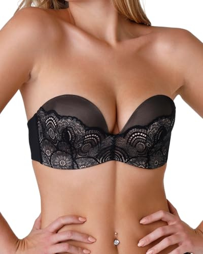 Wonderbra Women Refined Glamour Ultimate Strapless Bra, Black, 34D