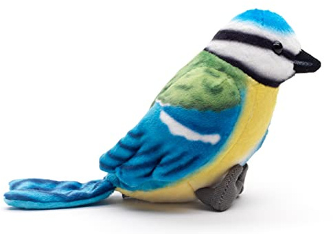 Uni-Toys - Blaumeise - 10 cm (Höhe) - Plüsch-Vogel, Meise - Plüschtier, Kuscheltier