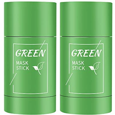 2 Pack Green Tea Cleansing Mask Stick,Blackhead Remover Mask Stick,Purifying Clay Stick,Anti-Acne Oil Control & Clean Pores for All Skin Types Women and Men