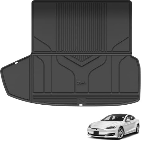 3W Kofferraumwanne für Tesla New Model S 2022-2024 2025 2026, TPE Allwetter Maßgeschneiderte Kofferraummatte Komplettset Tesla New Model S Auto Kofferraum Zubehör, Wasserabweisend & Pflegeleicht