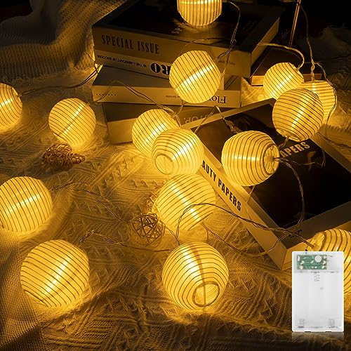AGOTD Guirlande Lumineuse Lampion, 16LEDs 3 Mètres Alimenté par Piles, Décoration pour Intérieur/Extérieur, Maison Jardin Fête et Cérémonie