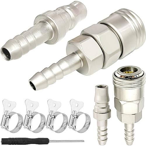 Xiatiaosann Connecteur de tuyau de gaz à dégagement rapide, raccord de buse en cuivre mâle femelle 8 mm, prise pour camping-cars, caravanes, barbecue, chauffage de terrasse, 4 pièces