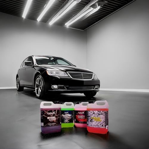 AutoFullCar - Pack Básico Limpieza de Coche para Profesionales del Detailing FullCarX - 4 garrafas de 5 Litros - Limpia Llantas + Limpia Cristales + Cera Líquida Quick Detailer + Champú Activo