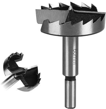 Taladro Forstner de 60 mm para madera dura y blanda, brocas forestales, longitud de 90 mm, diámetro del eje de 10mm, accesorios de perforación con taladro forestal redondo, accesorios para perforadora