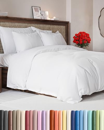 Duvet Cover King Size Set - Extra Soft King Duvet Cover 104 x 90 with 2 Pillow Shams - Hotel Luxury, Easy Care and Fade Free w/ Zipper Closures & Ties - All Season, Comfy, Cozy & Breathable (White)