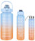 RISVOWO Botella Agua Motivacional, 3 IN 1 Water Bottle, Botella de Agua Deportiva sin BPA, Garrafas de Agua, Antiderrame Botella Plastico para Oficina, Escuela, Yoga (2L+750ML+300ML)