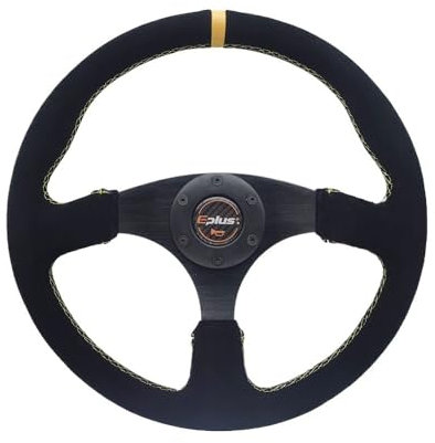 Lenkrad Auto-Styling-Sportlenkrad, universell, 14 Zoll, 350 mm, Aluminium, Nachrüstung, modifiziert Steering Wheel (Color : Alcantara-Yellow)