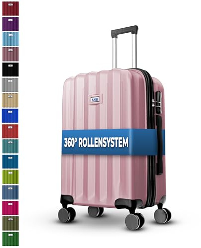 MY TRAVEL BAG Hartschalen-Koffer Trolley ABS Reisekoffer 4 Zwillingsrollen (Handgepäck-Mittel-Groß-Set) + 5cm Dehnungsfuge (Rose-Gold, 3er Set)