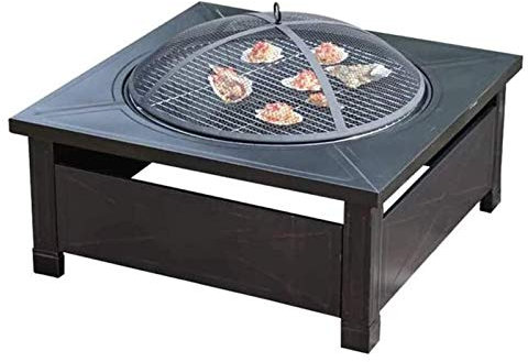 Feuerstellen Holzofen für den Außenbereich Feuerstelle Quadratische Feuerstelle aus Metall Hinterhof Terrasse Garten Mit Abdeckung Kochen im Freien Grills mit Abdeckung BBQ Kochen für draußen Cam