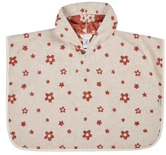 Sterntaler Poncho Bauernhof Blumen - Kinder Badeponcho aus saugfähiger Baumwolle - Badetuch Poncho mit Blumen Allovermotiv - Baby Badeponcho zum einfachen drüberziehen, ecru
