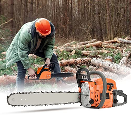58cc Petrol Chainsaw 20 Inch, 2kw/8500rpm Chainsaw with Lightweight Hand, Mini Chainsaw/Hand Chainsaw for Tree Pruning, Wood Cutting, and Yard Maintenance, Chainsaw for Homeowners and Gardeners