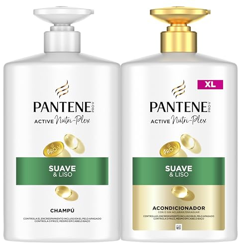 Pantene Pro-V Mjukt och slätt schampo 1 000 ml och balsam 800 ml, med dispenser, frissigt och avstängt hår