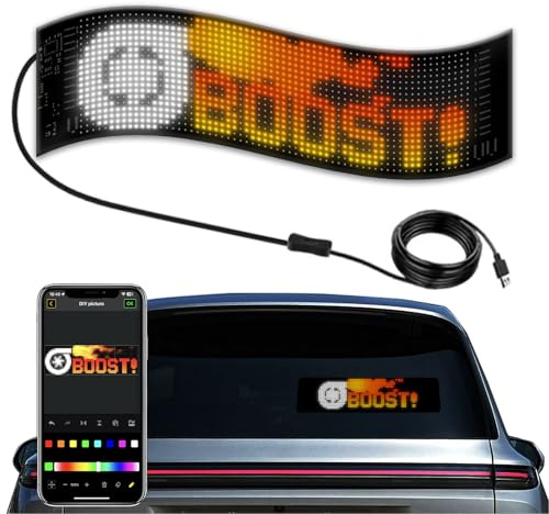 Programmierbares LED Panel Display, Helles USB 5 V RGB Bildlaufschild, Benutzerdefinierter Text und Animation, Wasserdicht LED Augen für Auto Lkw Innen Außenbereich, App Steuerung