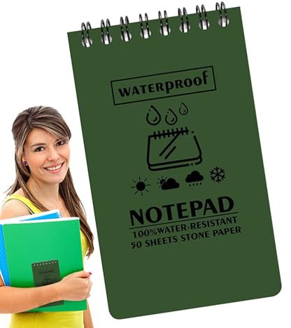 Gupcaqosjw Wasserdichter Notizblock,Write In The Rain Notizbuch - Wasserfeste Notizblöcke,Tragbare Journal-Notizblöcke, Spiraltaschen-Notizblock mit 50 Seiten für Outdoor-Camping, Zuhause