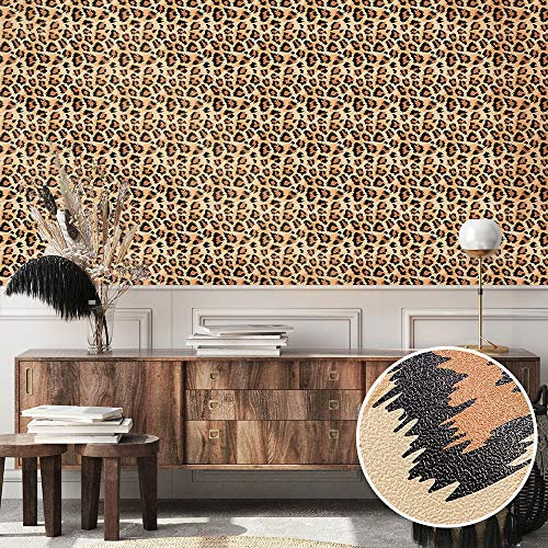Wandschutzfolie Tier Braun Schwarz Klebefolie Wandtattoo Leicht zu Entfernen Möbelfolie Selbstklebende Tapete Wandtattoo Schlafzimmer Tapete Selbstklebend Wallpaper for Living Room 38x250cm/3 roll