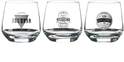 Lot de 3 verres à whisky de 280 ml avec imprimé pour rhum, liqueur, bourbon, anniversaire, Noël, pour homme, papa, mari, cadeau de fête à la maison
