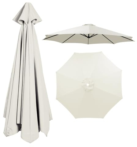 Sonnenschirm Ersatzbezug 8 Streben Terrassenschirm Bespannung 2.0 m 2.30 m 2.50 m 2.70 m 3.0 m 3.50 m UV Schutz Gartenschirm Ersatz Überdachung für Balkon Pool Strand(White,3.5m)