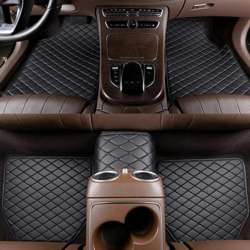 Lhuayeu 5 Piece Leather Car Floor Mats for Kia Niro 2017-2022 2023 E-Niro EV, Custom Automotive Front Rear Row Carpet Set Waterproof NonSlip Accessories,A Black