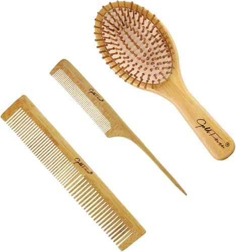 Frisörkammar,kammar for kvinnor,kammar for män,hårkammar,1 set kostym Trähårborste Hårbotten Massager Kam Hårbotten Kam Hårborste Djup Hårbotten Massager Antistatisk Kam Massage Kam Hårvård