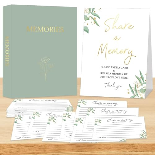 Share a Memory Card for Celebration of Life, Memory Album, Memory Cards Guest Book for Funeral, Memorial, Anniversary, Graduation, Retirement, Birthday, Bridal Shower Game