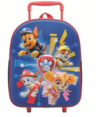 Ragusa-Trade Paw Patrol Chase Marshall Skye Kinder Trolley Kinderkoffer Weichgepäck Polyester 35,5 x 25 x 16 cm - verstellbare und fixierbare Teleskopstange, blau
