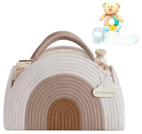 Sightday Wickeltasche Organizer, Tragbarer Diaper Caddy, Windelkorb Mit Fächern & Griffen, Hält Windeln, Tücher, Kleidung und Spielzeug (Khaki)