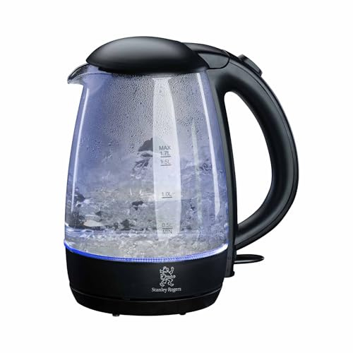 Stanley Rogers - Glas-Wasserkocher mit 1,7L Fassungsvermögen und LED-Betriebsanzeige, Überhitzungs- und Trockenauslaufschutz, kabelbetrieben, 2200 W