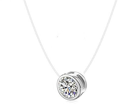 iplusmile Collana Raffinata da Donna Pendente in Cristallo di Zirconio e Filo Trasparente in Lega Argento per Matrimoni e Feste