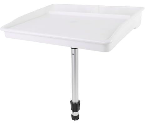Oreilet Boat Cutting Board Bait Table, Extended Fishing Fillet Table with Rod Holder Mount, Adjustable Boat Fish Cleaning Station Table for Marine Accessories,18x14.7 Inch