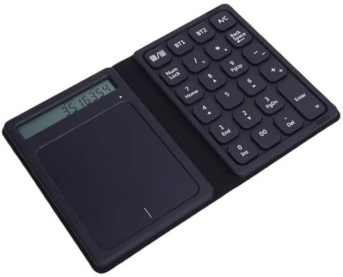 ciciglow Bluetooth Number Pad Calculator, 23 Tasten Wiederaufladbare Falten Tragbare Drahtlose Numerische Tastatur, Drahtlose Numerische Tastatur mit PU -Lederhülle für Tablet -Laptop
