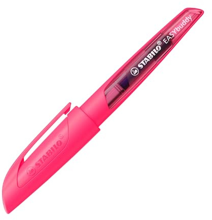 STABILO - Schulfüller mit Standard-Feder M - EASYbuddy NEON | neonpink, löschbar blau, inkl. Patrone