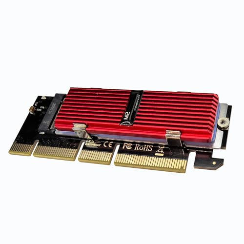 Scheda adattatore M.2 NVMe SSD a PCIe X16, dissipatore di calore in alluminio rosso, piastra a molla fissa, soluzione di raffreddamento termica in silicone