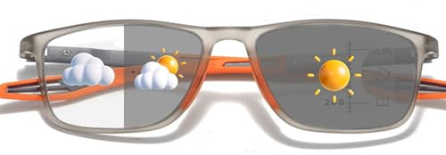 Generisch Lesebrille TR90 Ultraleichte Rahmen für Herren Frauen, Lesebrille Federscharniere Multifokus Anti-Blaulicht/UV/Glare(Gray/Orange,2.0x)