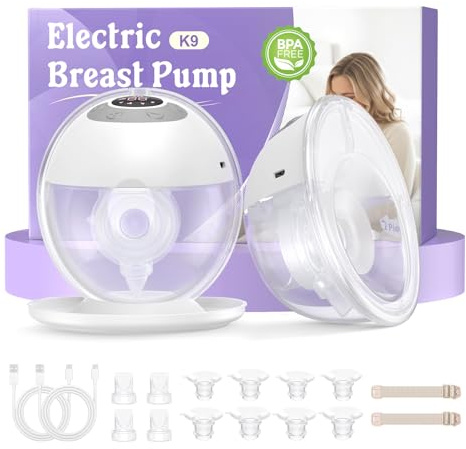 Haokoo Milchpumpe Elektrisch Freihändig für Stillende Mütter, Tragbare Elektrische Milchpumpe für Anfängerinnen, Auslaufsicher, 4 Modi & 12 Stufen, mit 17/19/21/24/27 mm Flanschen, 2 Stück